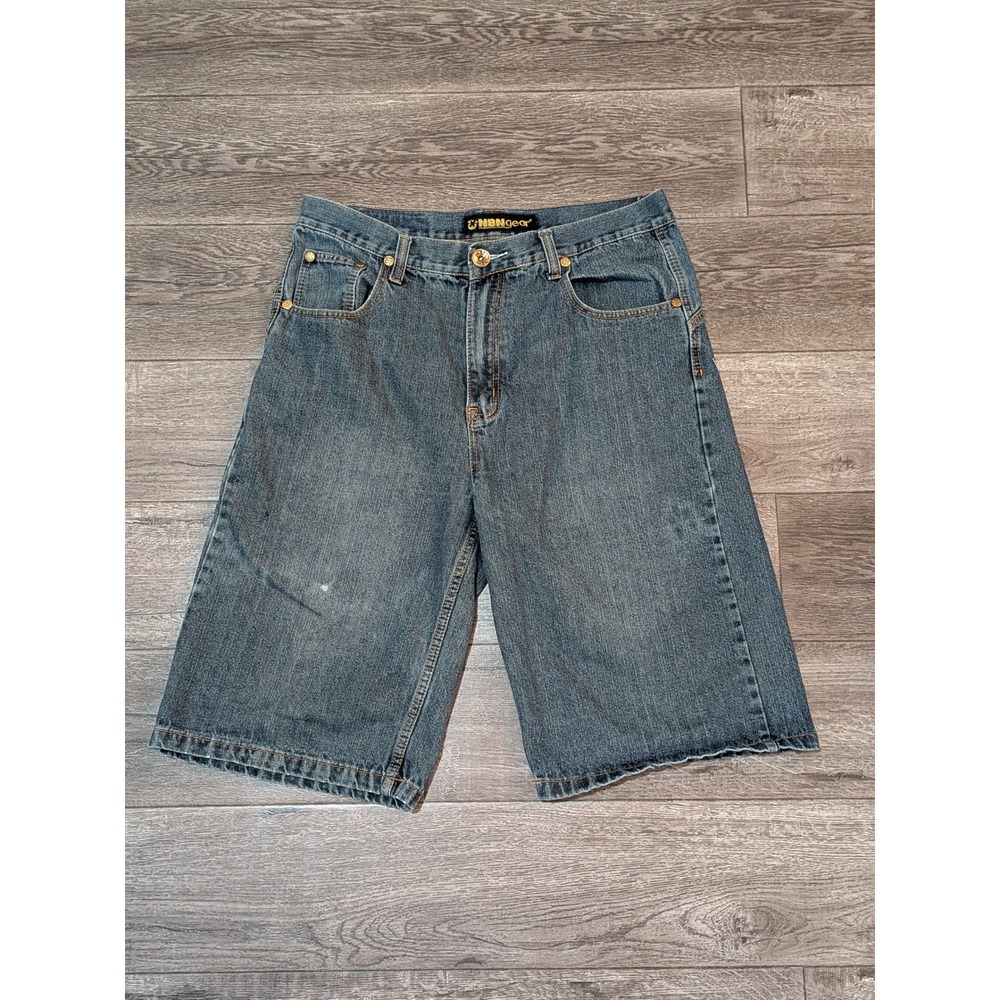 NBNgear Mens Vintage Y2K Baggy Denim Jorts Shorts Medium Wash Size 36 Skater